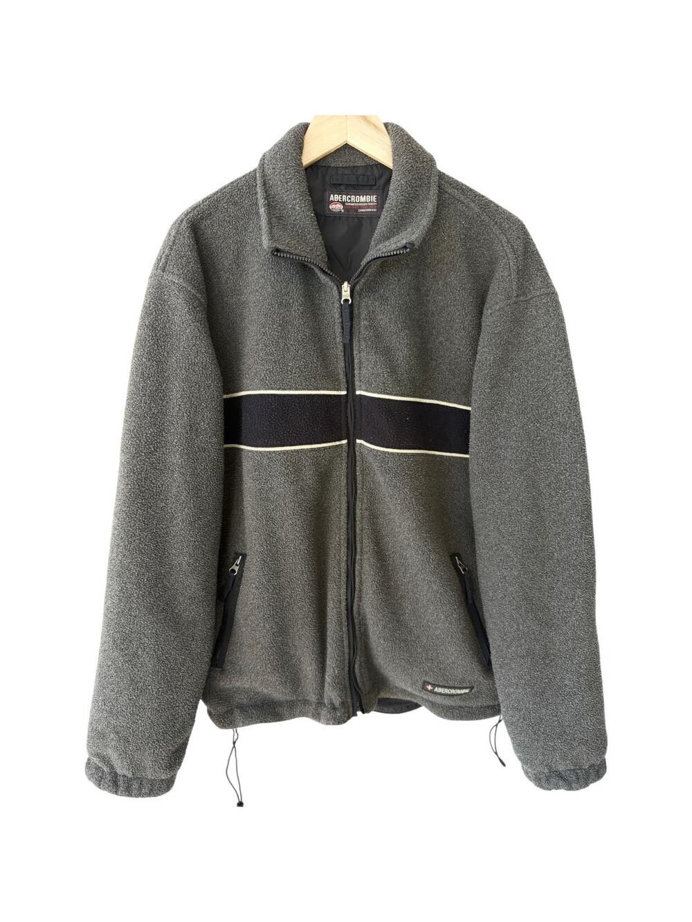 Abercrombie Fleece Jacket Mens Large Gray Full Zip Outdoor